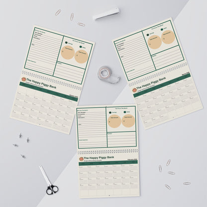 Happy Piggy Bank Budget Calendar